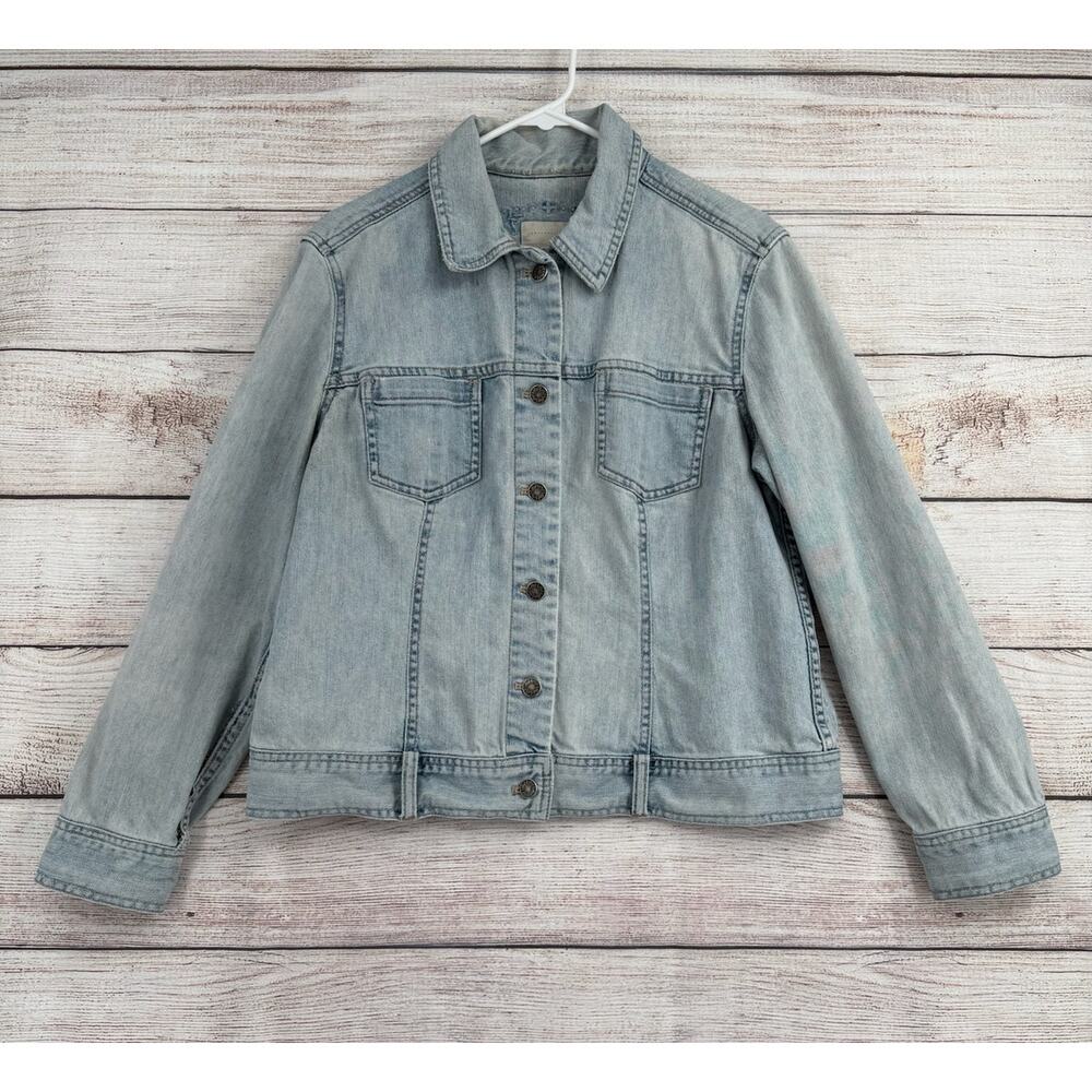 J. Jill Trucker Denim Jean Jacket Womens Medium Blue Light Wash‎